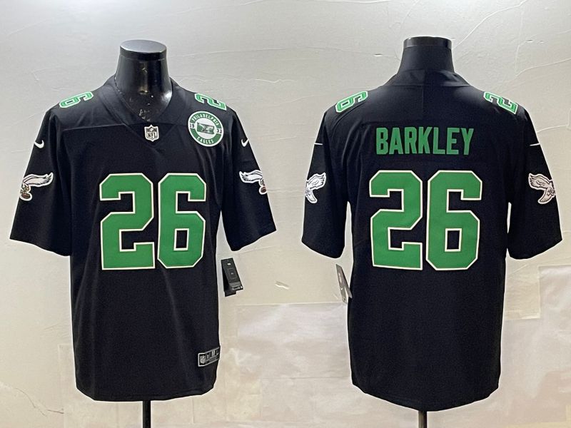 Men Philadelphia Eagles #26 Barkley Black green Throwback 2025 Nike Limited NFL Jersey style 5